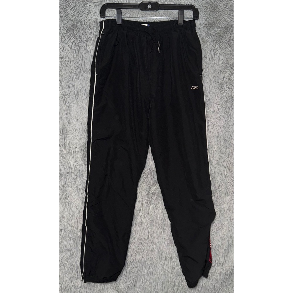 Vintage Y2k Reebok Black White Side Stripe Track Pants Athleisure Joggers JXL